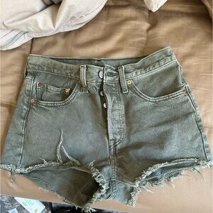 Olive green Levi’s 501 cut offs size 27